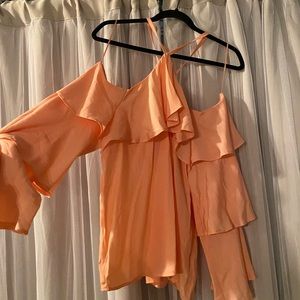 Express coral orange flowy top